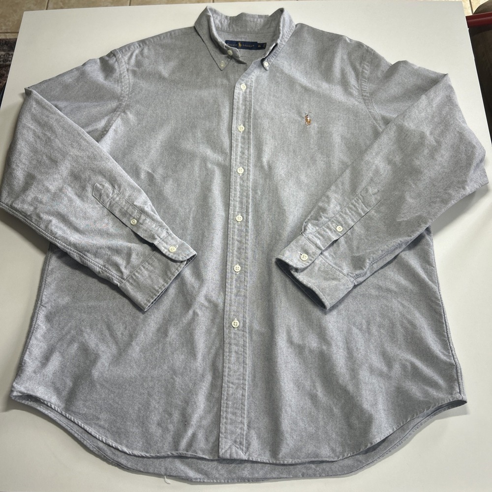 Ralph Lauren Shirt Men's XL Gray Button Down Classic Preppy Casual Flesh Pony